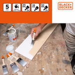 BLACK+DECKER Ecset készlet lapos 5db (2*50mm; 38mm; 2*25mm) minden festékhez, fa nyél thumbnail 2