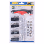 KINZO Csavarhúzó szett 37db-os bit és dugókulcsfejekkel T-nyelű csavarhúzóval  thumbnail 2