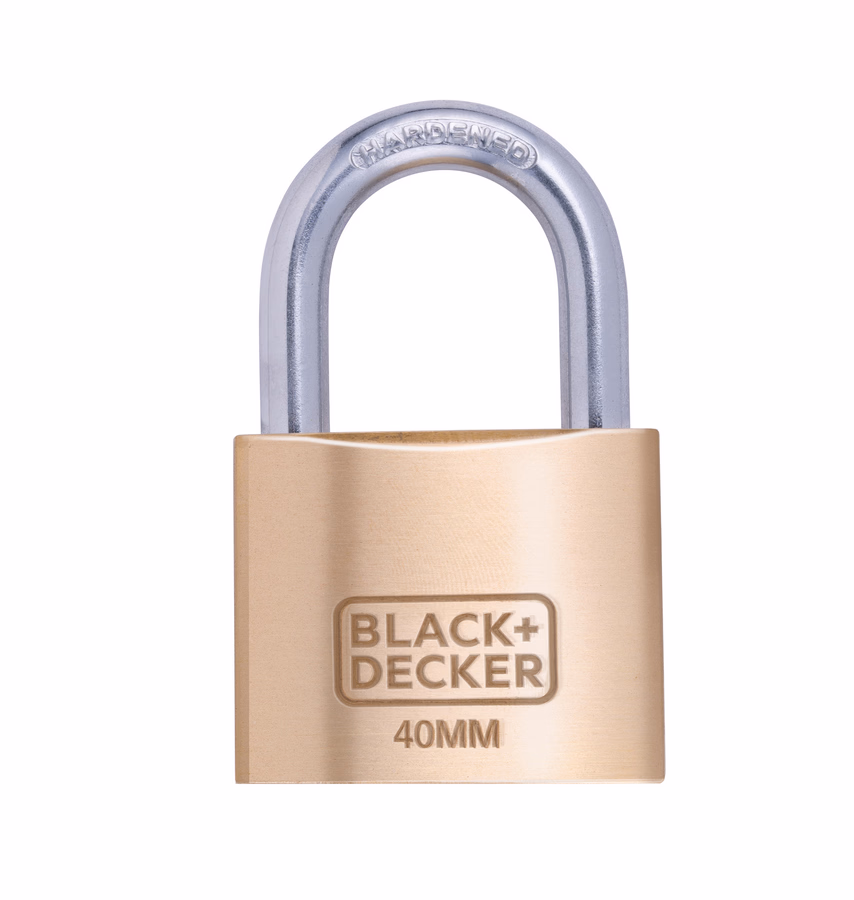 BLACK+DECKER Sárgaréz lakat, normál kengyellel 40mm, 3db kulccsal 2,3x9,7x19,2cm 152gr - Image 1 of 4