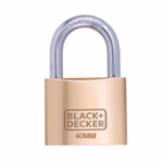 BLACK+DECKER Sárgaréz lakat, normál kengyellel 40mm, 3db kulccsal 2,3x9,7x19,2cm 152gr thumbnail 1