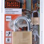 BLACK+DECKER Sárgaréz lakat, normál kengyellel 40mm, 3db kulccsal 2,3x9,7x19,2cm 152gr thumbnail 4