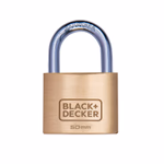 BLACK+DECKER Sárgaréz lakat, normál kengyellel 50mm, 3db kulccsal 2,5x9,7x19,2cm 275gr thumbnail 1