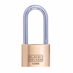 BLACK+DECKER Sárgaréz lakat, hosszított kengyellel, 45mm, 3db kulccsal 2,3x9,7x19,2cm 181gr thumbnail 1