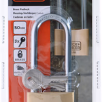 BLACK+DECKER Sárgaréz lakat, hosszított kengyellel, 50mm, 3db kulccsal 2,4x14,7x19,2cm 311gr thumbnail 4