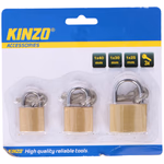 KINZO acél lakat-szett, normál kengyellel 25-30-40mm, 3*3db kulccsal thumbnail 2
