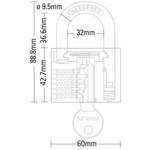 STANLEY Sárgaréz lakat, normál kengyellel 60mm, 3db kulccsal 383gr (S742-033) thumbnail 3