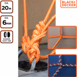 BLACK+DECKER Csomagrögzítő kötél orsón, fényvisszaverős Ø6mm/20m, 265gr thumbnail 4