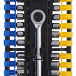 KINZO Racsnis dugókulcs szett 24db-os 1/4"  thumbnail 1