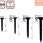 BLACK+DECKER Pozidrive csavar szett (4 méret), 350db, PVC dobozban (BXCHSF7000) thumbnail 4