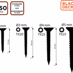 BLACK+DECKER Torx Csavar szett (4 méret), 350 db, PVC dobozban (BXCHSF7001) thumbnail 4
