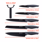 ALPINA 6 részes fekete pengés kés szett, rozsdamentes acél thumbnail 2