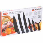 ALPINA 6 részes fekete pengés kés szett, rozsdamentes acél thumbnail 6