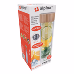 ALPINA Tároló boroszilikát üveg 450ml; Đ7 x23cm bambusz tetővel; teaszűrővel, hordozható, szigetelő tokkal  thumbnail 8