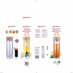 ALPINA Tároló boroszilikát üveg 450ml; Đ7 x23cm bambusz tetővel; teaszűrővel, hordozható, szigetelő tokkal  thumbnail 6