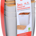 ALPINA Tárolódoboz 3 darab, 1L 13,5x13x8cm, műanyag, bambusz tetővel  thumbnail 1