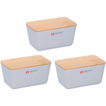 ALPINA Tárolódoboz 3 darab, 0,5L 6,6x13x8cm, műanyag, bambusz tetővel  thumbnail 2
