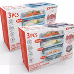 ALPINA Tároló doboz műanyag, flexibilis szilikon tetővel, 3 darabos szett 170ml/450ml/850ml, 2 színben  thumbnail 1