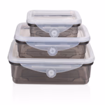 ALPINA Tároló doboz műanyag, flexibilis szilikon tetővel, 3 darabos szett 170ml/450ml/850ml, 2 színben  thumbnail 4