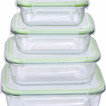ALPINA Tároló edény 4 darabos szett 370/640/1050/1520ml üveg, műanyag tetővel  thumbnail 2