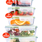 ALPINA tároló edény, 6db 2x370/640/1050ml, üveg műa. Tetővel thumbnail 1