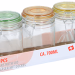 ALPINA Csattos befőttesüveg színes tetővel 3db 30x12,5x14,5cm  thumbnail 1