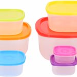 Ételtartó szett 7db-os tetővel műanyag, négyzet forma thumbnail 4