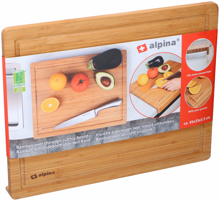 ALPINA bambusz vágódeszka konyhapulton túlnyúló 45x35x3,6cm - Image 1 of 7
