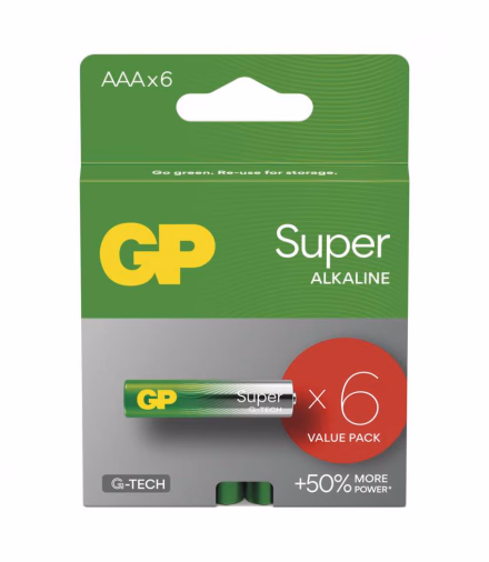 GP Super Alkáli elem - Micro - LR03 (AAA) - 6db/bliszter - Image 1 of 2