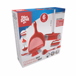 DIRT DEVIL tisztítókészlet 6 részes - Mosogatókefe / Kézi súroló / Puha seprű nyéllel / Szemközti kefével és kefével - Piros / Szürke thumbnail 1