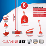 DIRT DEVIL tisztítókészlet 6 részes - Mosogatókefe / Kézi súroló / Puha seprű nyéllel / Szemközti kefével és kefével - Piros / Szürke thumbnail 3