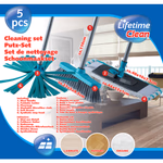 LIFETIME CLEAN Takarító szett 5db-os 3szín 120cm nyél, seprű, felmosó és mop fej disp(21) thumbnail 1