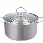 ALPINA rozsdamentes acél fazék fedővel, ezüst színű, 2,4l 18x10cm, indukciós, és minden hőforráshoz használható thumbnail 1