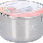 ALPINA rozsdamentes acél fazék fedővel, ezüst színű, 2,4l 18x10cm, indukciós, és minden hőforráshoz használható thumbnail 3