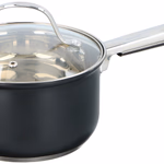ALPINA rozsdamentes acél nyeles-fazék fedővel, matt fekete, 1,8l 16x9,5cm, indukciós, és minden hőforráshoz használható thumbnail 1