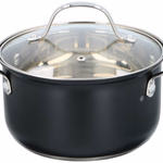 ALPINA rozsdamentes acél fazék fedővel, matt fekete, 2,5l 18x10,5cm, indukciós, és minden hőforráshoz használható thumbnail 1