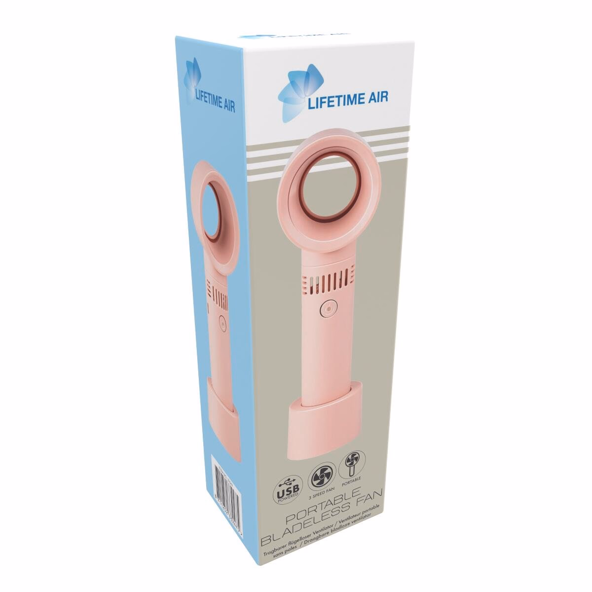 LIFETIME AIR Hordozható akkumulátoros ventilátor, lapát nélküli, rózsaszín - Image 1 of 1