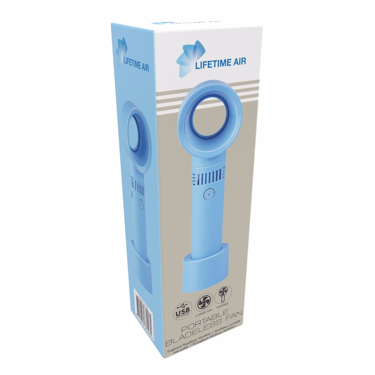 LIFETIME AIR Hordozható akkumulátoros ventilátor, lapát nélküli, kék - Image 1 of 1