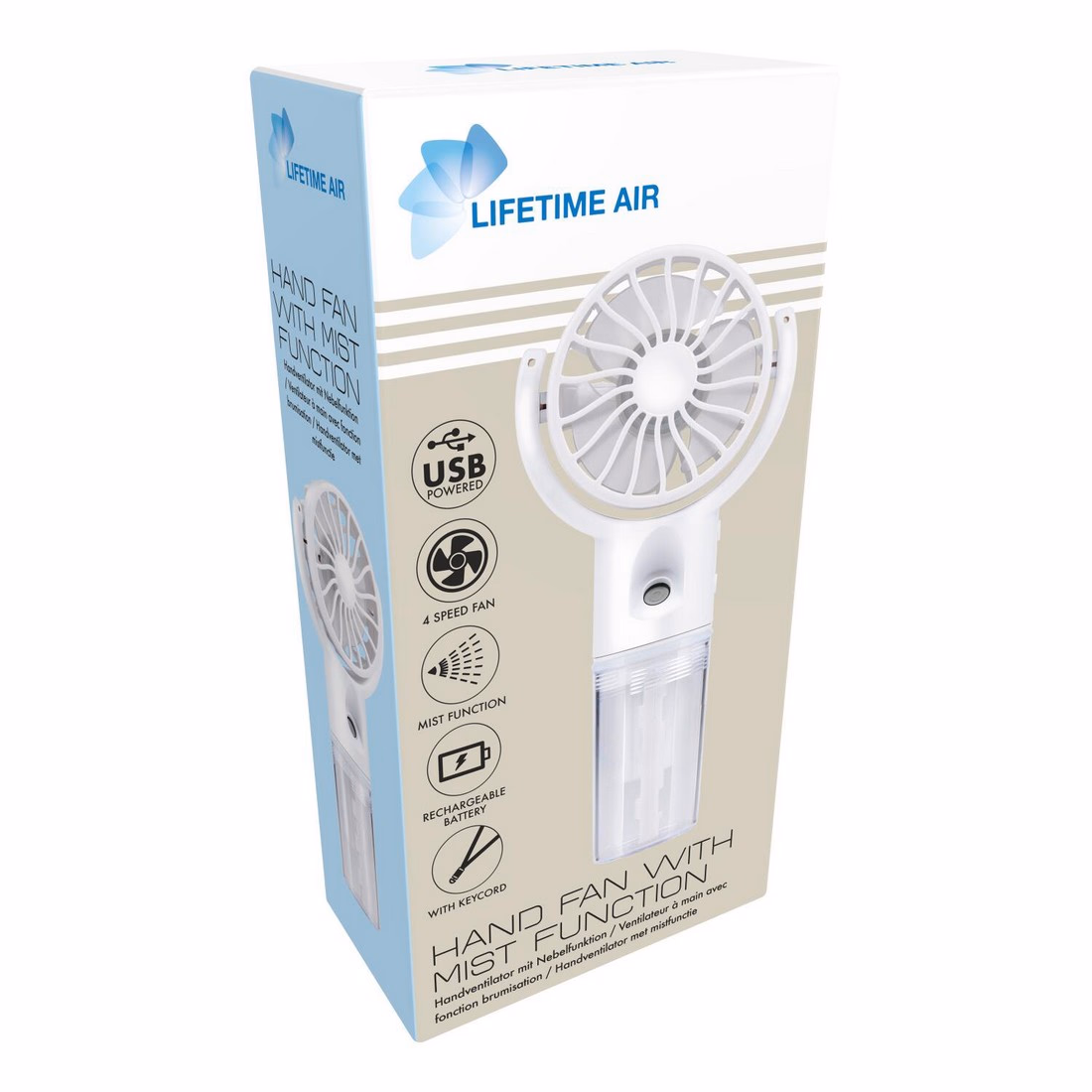 LIFETIME AIR Ventilátor kézi, páraszóró 7x4x17cm 110g ABS CB 500mah USB - Image 1 of 1