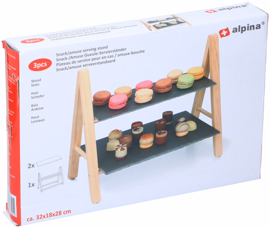 ALPINA Kínáló tálca 2 szintes 32x18x28cm 2 pala lap 12x28/18x28cm - Image 1 of 3