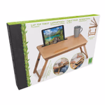 Asztalka ölbe vehető, laptop/tablettartó, dönthető, bambusz 53.5x34x21.5-27.5cm