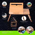 Asztalka ölbe vehető, laptop/tablettartó, dönthető, bambusz 53.5x34x21.5-27.5cm thumbnail 2