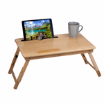 Asztalka ölbe vehető, laptop/tablettartó, dönthető, bambusz 53.5x34x21.5-27.5cm thumbnail 3