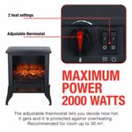 Kandalló (elektromos) lábakon álló VERONA 1800W 6LED 38x23x46cm - CLASSIC FIRE thumbnail 2