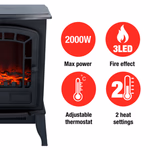 Kandalló (elektromos) TORINO 2000W LED fekete - CLASSIC FIRE thumbnail 5