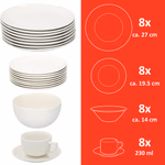 ALPINA 8 személyes, 40 részes étkészlet, fehér kerámia thumbnail 2