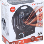 ALPINA Fűtőventilátor 2000W fekete biztonsági kikapcsoló 2 fokozat 1000W/2000W 22x13x27cm CB  thumbnail 4