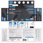 SETINO fekete Nitril púdermentes vizsgálókesztyű, 5.0 g, 100/doboz, M méret thumbnail 4