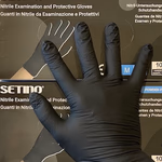 SETINO fekete Nitril púdermentes vizsgálókesztyű, 5.0 g, 100/doboz, S méret thumbnail 1