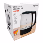 ALPINA Vízforraló, elektromos, üveg, 1,7L 21.5x14.9x24.1cm