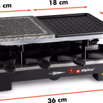 ALPINA Raclette grill/kő 1200-1400W SW 8 edénnyel és 8 spatulával  thumbnail 3